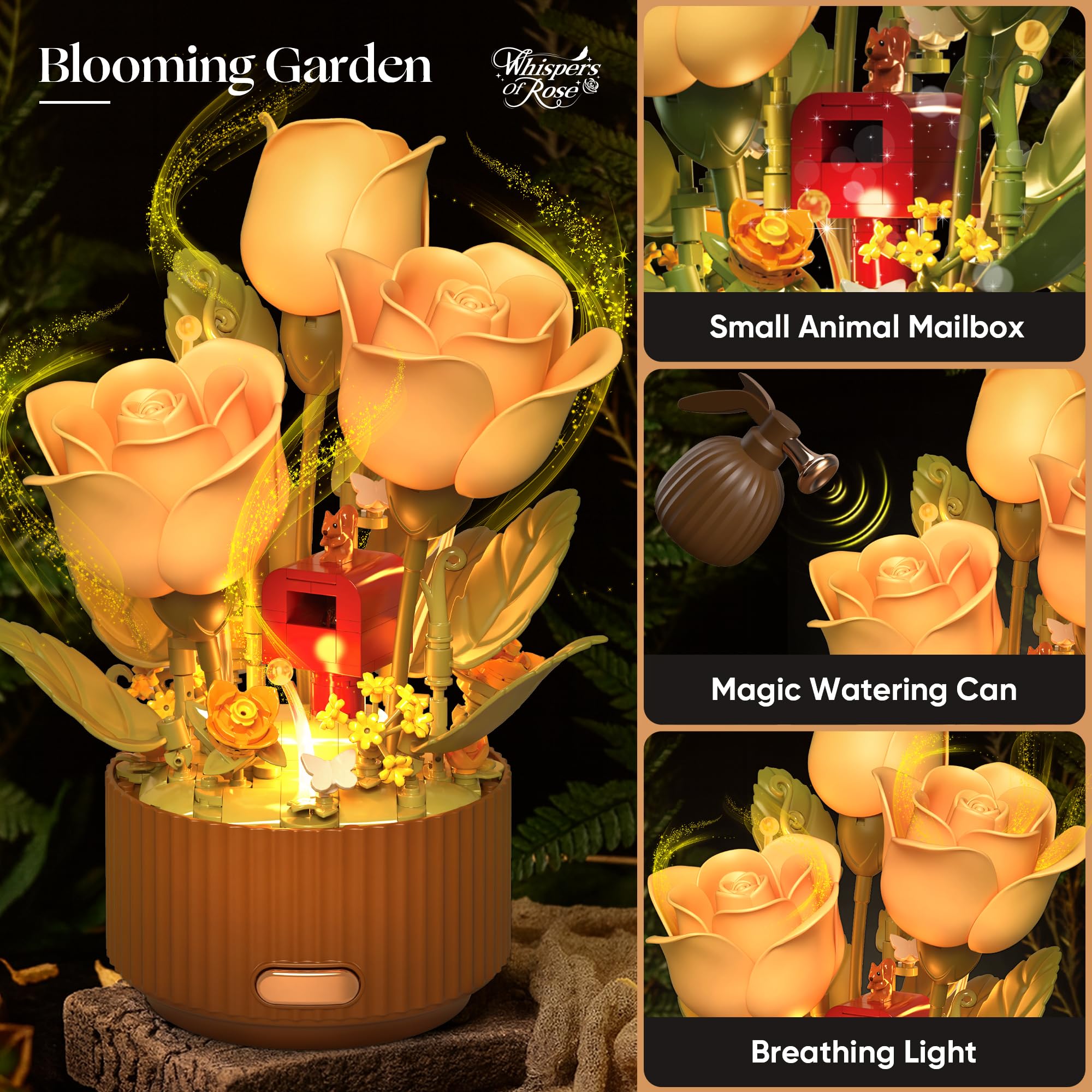 Amazon.com: TekYetoi Magical Blooming Rose Building Set - Electric